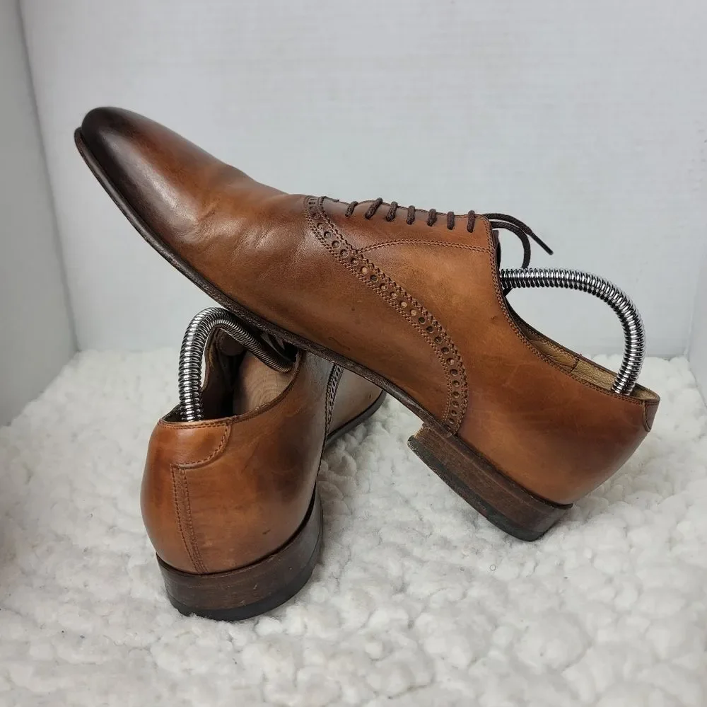 Gucci Wholecut Oxford Dress Shoes Brown Burnished Leather Made In Italy Mens 7